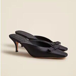 J.Crew Leona Mule Heels in Satin - Black 6.5